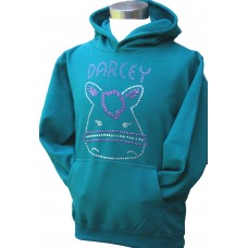 Personalised Girls Horse Pony Rhinestone Hoodie Crystals